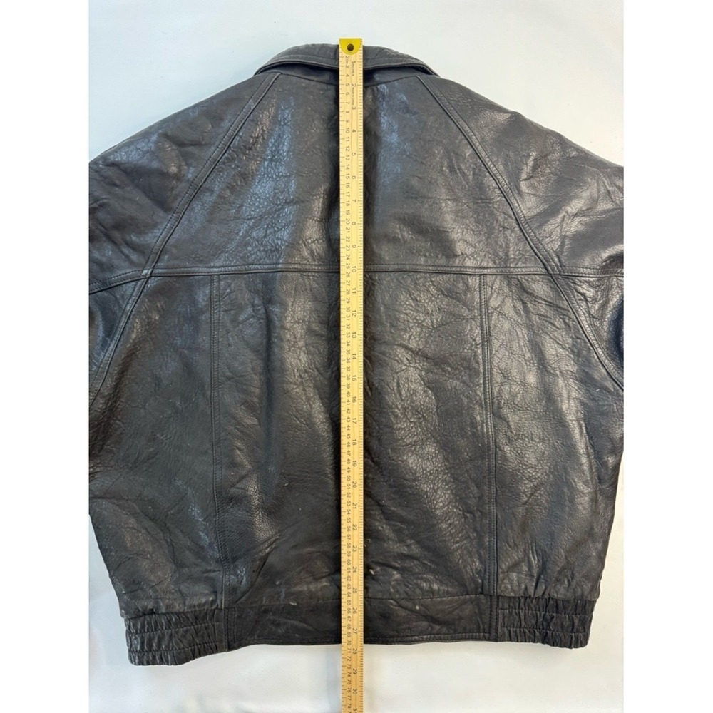 Pierre Cardin Leather Bomber Jacket XL Mens Black Excellent Vintage Quilted - Picture 13 of 16